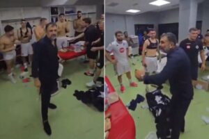 رئيس نادي دينامو سيتي الألباني يرمي رزم نقود على لاعبيه بعد التأهل في دوري المؤتمر الأوروبي